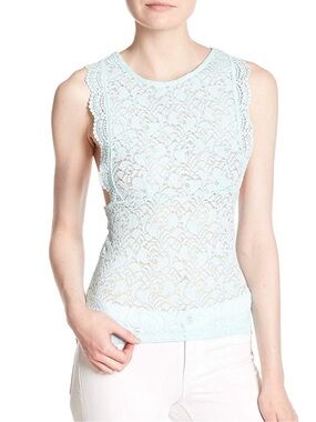 Free People Sure Thang Lace Tank Cami in Light Mint Green